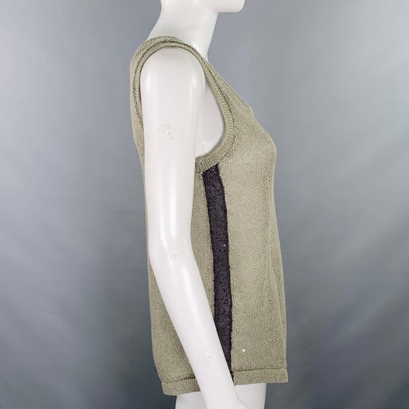 BRUNELLO CUCINELLI Size S Green Sage Linen Blend Knit Sleeveless Casual Top - Picture 2 of 10